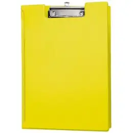 Schreibplatte / Klemmbrett Maul 2339213 gelb A4 8mm Klemmweite, mit Folienüberzug und Innentasche, Pack 12 Stk