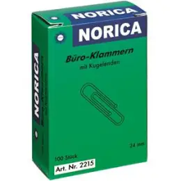 Briefklammern Norica 2215 570/24 24mm verzinkt mit Kugelenden, Pack 100 Stk