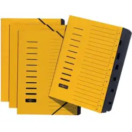 Ordnungsmappe Pagna 24081-05 7-teilig gelb mit Eckspanngummi und Griffregister, Pack 5 Stk