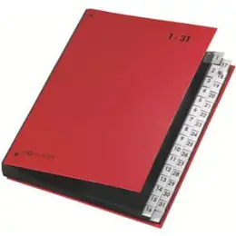 Pultordner Pagna 24329-01 A4, 32 Fächer, 1-31, Karton/laminiertes Papier, PP-Tabe, rot