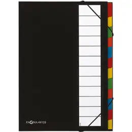 Ordnungsmappe Pagna 44133-04 Premium A4, 12-teilig, 12 Fächer, Karton/laminiertes Papier, Eckspanngummi, schwarz