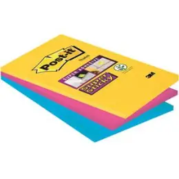 Haftnotiz Post-it 4690-SS3RIO Super Sticky Notes, Rio 101 x 152 mm ultragelb, ultrablau, ultrapink liniert 3 Blöcke á 90 Blatt