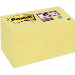 Haftnotiz Post-it 62212SY Super Sticky Notes 48x48mm kanariengelb Block mit 90 Blatt, Pack 12 Stk