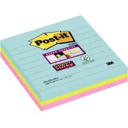 Haftnotiz Post-it 675-S3M Super Sticky Notes, Miami 101x101mm liniert 3 Blöcke á 70 Blatt türkis, neongrün, neonpink