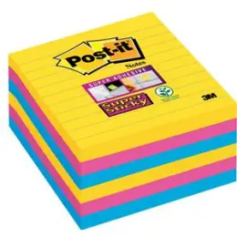 Haftnotiz Post-it 675-S6R Super Sticky Notes, Rio 101x101mm liniert 6 Blöcke á 90 Blatt ultragelb, ultrablau, ultrapink