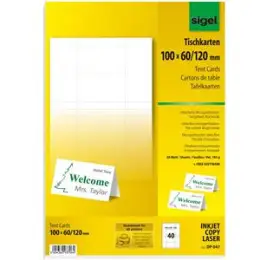 Tischkarten Sigel DP047 100x60mm 185g hochweiß, Pack 40 Stk