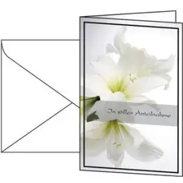 Trauer-Karten Sigel DS006 115x170mm 220g Weiße Amaryllis, Pack 10 Stk