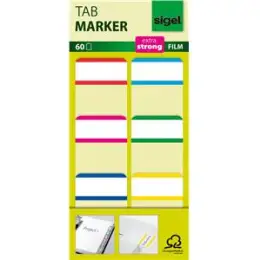 Haftmarker Sigel HN201 25x38mm extra strong 6 Farben sortiert 6 Blöcke á 10 Blatt, Pack 6 Stk