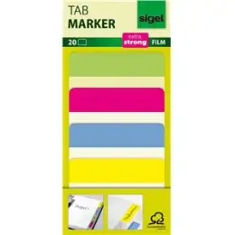 Haftmarker Sigel HN204 50x38mm extra strong 4 Farben sortiert 4 Blöcke á 5 Blatt, Pack 6 Stk
