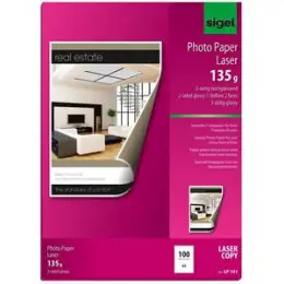 Fotopapier Sigel LP141 A4 135g 2seitig glossy für Farb-Laser-Kopier, Laser, Pack 100 Blatt