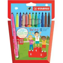 Filzstift Stabilo 378/1-12-01 Trio A-Z Etui 12 Stück, farbig sortiert, Pack 6 Stk