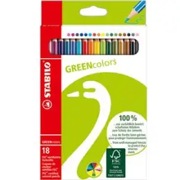 Farbstift Stabilo 6019/2-181 GREENcolors Kartonetui 18 Stück, farbig sortiert