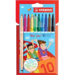 Filzstift Stabilo 222/10-01 Trio 2in1 Etui 10 Stück, farbig sortiert, Pack 6 Stk