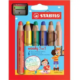 Multitalent-Stift Stabilo 8806-2 woody 3in1 6er-Etui mit Spitzer, Pack 5 Stk