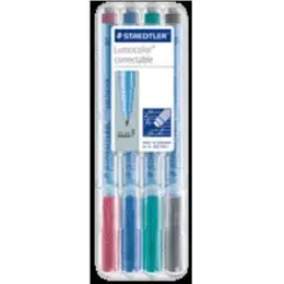 Universalstift Staedtler 305FWP4-1 305F WP4-1 Lumocolor correctable F trocken abwischbar Etui 4 Stück, Schreibfarben: je 1x rot, blau, grün, schwarz