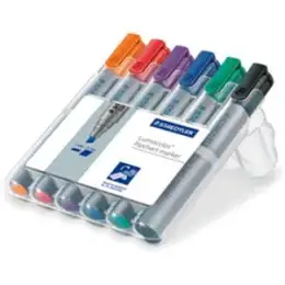 Flipchartmarker Staedtler 356BWP6 356 B WP6 Lumocolor 2-5mm, Keilspitze, 6er-Box, rot, blau, orange, grün, violett, schwarz