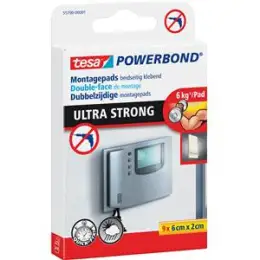 Montagepads Tesa 55790-00001-00 Powerbond Ultra Strong 6x2cm, hält bis zu 6kg, Pack 9 Stk