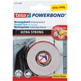 Montageband Tesa 55791-00001-00 Powerbond Ultra Strong doppelseitig klebend 19mmx1,5m bis 100kg