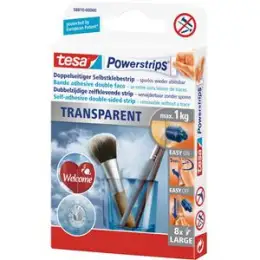 Doppelseitiger Selbstklebestrip Tesa 58810-00000-00 Powerstrips Transparent Large transparent Haftkraft bis 1kg, Pack 8 Stk
