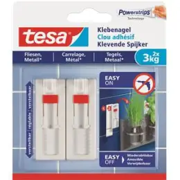 Klebenagel Tesa 77764-00000-00 Powerstrips bis 3kg weiß verstellbar, Pack 2 Stk