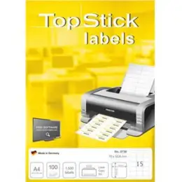 Etiketten Topstick 8738 70 x 50,8 mm weiß, Inkjet Laser Kopierer, Pack 10 x 1500 Stk/100 Blatt