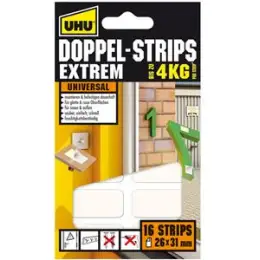 Klebestrips UHU 45450 Doppel-Strips Extrem 26x31mm, Pack 16 Stk