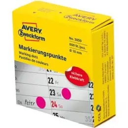 Markierungspunkte Avery Zweckform 3850 Ø 10mm permanent magenta, Rolle 800 Stk