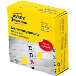 Markierungspunkte Avery Zweckform 3852 Ø 10mm permanent gelb, Pack Rolle 800 Stk