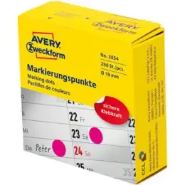Markierungspunkte Avery Zweckform 3854 Ø 19mm permanent magenta, Rolle 250 Stk