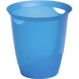 Papierkorb Durable 1701710540 Trend 16 Liter transluzent blau mit Tragegriffen, Pack 6 Stk