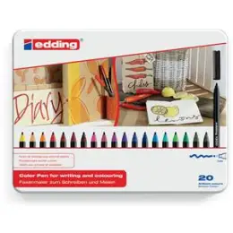 Fasermaler Edding 1300 4-1300-20 2mm, Rundspitze, auswaschbar, Blechschachtel mit 20 Farben