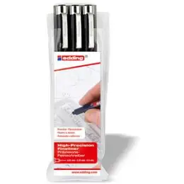 Faserzeichner Edding 1800 profipen 4-1800-3 schwarz 3er-Etui mit je 1 Stück 0,1/0,3/0,5mm