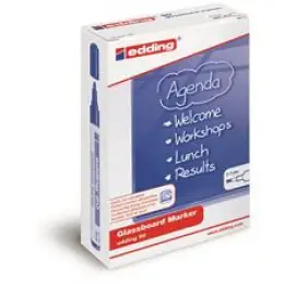 Glasboardmarker Edding 90 4-90999 2-3mm, Rundspitze, 10er-Set, 4x weiß, 2x schwarz, je 1x gelb, violett, hellblau, hellgrün