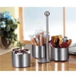 Servierset Esmeyer 400-1790 Boston Edelstahl silber 3 Schalen+Halter für Snacks und Dips