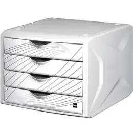 Schubladenbox Helit H6129505 chameleon white queen 4-Schübe weiß/weiß IML Dekor