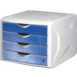 Schubladenbox Helit H6129634 chameleon cool water 4-Schübe weiß/blau IMLDekor