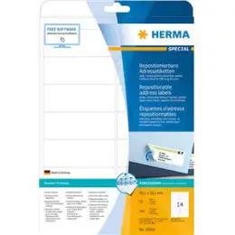 Adressetiketten Herma 10016 Special 99,1x38,1mm weiß, selbstklebend, repositionierbar, Inkjet Laser Kopierer, Pack 350 Stk/25 Blatt