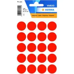 Markierungspunkte Herma 1876 Vario Ø 19mm leuchtrot, Pack 100 Stk/5 Blatt
