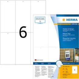 Hängeetiketten Herma 8047 Special 70x148,5mm weiß mit vorgestanzter Lochung, Inkjet Laser Kopierer, Pack 600 Stk/100 Blatt