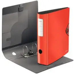 Ordner Leitz 1047-10-20 10471020 Active Solid A4, 82mm, gewölbt, Polyfoam, Duo-Optik, Gummizug, hellrot, Pack 5 Stk