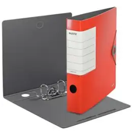 Ordner Leitz 1113-00-20 11130020 Solid A4, 62mm, Polyfoam, Gummizug, Wechselfenster, hellrot, Pack 5 Stk