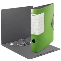 Ordner Leitz 1113-00-50 11130050 Solid A4, 62mm, Polyfoam, Gummizug, Wechselfenster, hellgrün, Pack 5 Stk