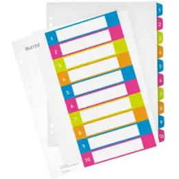 Zahlen-Register Leitz 1243-00-00 12430000 Wow A4 Zahlen 1-10 farbig bedruckbar PP Überbreite