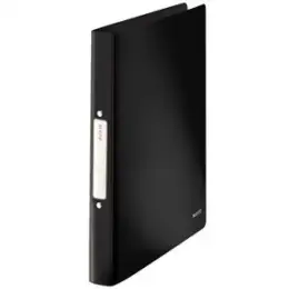 Ringbuch Leitz 4566-10-95 45661095 Solid A4, 2 Ringe Ø 25 mm, PP, O-Ring-Mechanik, Duo-Optik, schwarz, Pack 10 Stk