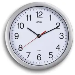 Wanduhr Maul 9052695 MAULrun Quarz-Uhr Kunststoff Rahmen Ø25cm silber