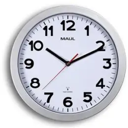 Wanduhr Maul 9053095 MAULstep Funk-Uhr Kunststoff Rahmen Ø30cm silber