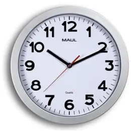 Wanduhr Maul 9053195 MAULstep Quarz-Uhr Kunststoff Rahmen Ø30cm silber