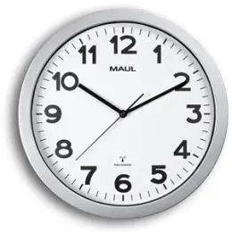 Wanduhr Maul 9053595 MAULstep Funk-Uhr Kunststoff Rahmen Ø35cm silber