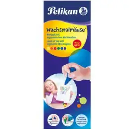 Wachsmalmaus Pelikan 804073 501/6 farbig sortiert rot, blau, grün, gelb, orange, lila, Pack 4 Stk