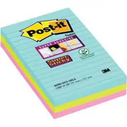 Haftnotiz Post-it 4690-S3MI Super Sticky Miami 101 x 152 mm liniert 3x90Blatt